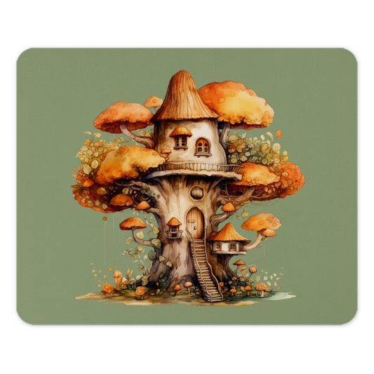 Mushroom Treehouse Mouse Pad, Fantasy Cottagecore Desk Accessory, Whimsical Computer Mat, Unique Office Decor, Nature Inspired Gift - Tawshia
