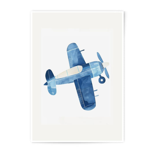 Watercolor Airplane Photographic Print, Nursery Wall Art, Kids Room Decor, Blue Airplane Art Print, Aviation Gift, Airplane Decor - Tawshia