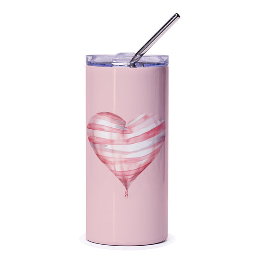 Pink Heart Balloon Tumbler, Valentines Day Gift, Heart Lover Gift, Cute Tumbler with Straw, Travel Mug, Gift For Her, Tumbler for Mom - Tawshia