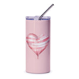Pink Heart Balloon Tumbler, Valentines Day Gift, Heart Lover Gift, Cute Tumbler with Straw, Travel Mug, Gift For Her, Tumbler for Mom - Tawshia