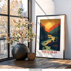Great Bear Rainforest Wall Art, Nature Scene, Wildlife Art, Sunset Landscape, Animal Print, Forest Art, Adventure Decor, Wilderness Poster - Tawshia