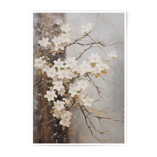 White Dogwood Flower Photographic Print, Floral Wall Art, Botanical Home Decor, Spring Blossom Painting, Elegant Flower Print - Tawshia