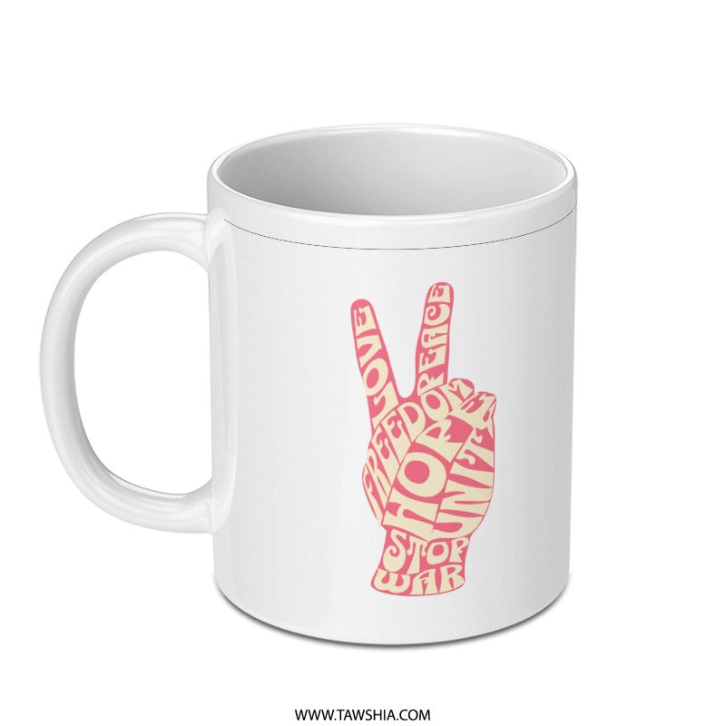 Peace Sign Graphic White Mug Unique Design product type