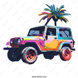 Colorful Jeep Mug, Tropical Palm Tree, Pop Art Style, Unique Gift, Car Lover Mug, Beach Vibes, Coffee Mug, Tea Cup, Novelty Mug, Gift Idea - Tawshia