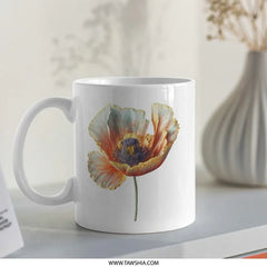 Poppy Flower Mug, Floral Coffee Mug, Botanical Art, Flower Lover Gift, Unique Mug, Spring Decor, Office Mug, Tea Mug - Tawshia