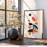 Abstract Crane Wall Art, Geometric Bird Print, Modern Art Poster, Minimalist Decor, Scandinavian Style, Home Decor Wall Art - Tawshia