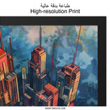 Cyberpunk Cityscape Wall Art, Futuristic Metropolis Print, Urban Decor, Modern City Art, Architectural Artwork, Sci Fi Decor, Skyline Poster - Tawshia