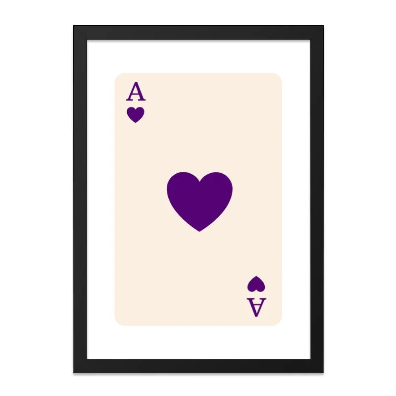 Ace of Hearts Wall Art, Playing Card Print, Minimalist Home Decor, Casino Decor, Game Room Art, Card Player Gift, Lucky Charm Art - Tawshia