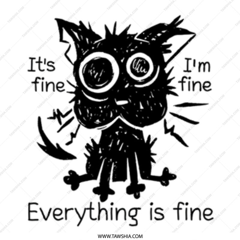Everything is fine funny cartoon cat design product