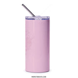 Pink Floral Tumbler, Arabic Quote, Gift for Friend, Elegant Tumbler, Drinkware, Travel Mug, Unique Design, Tumblers - Tawshia