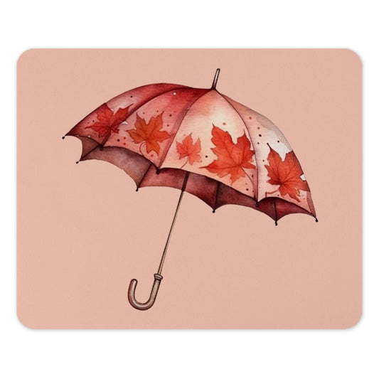 Autumn Leaves Umbrella Mouse Pad, Fall Decor, Seasonal Computer Accessory, Watercolor Illustration, Artistic Desk Mat, Unique Mousepad - Tawshia