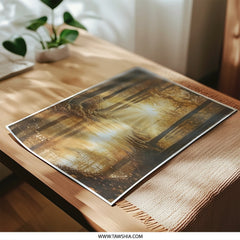 Golden Forest Photographic Print, Sunlight Reflection Art, Nature Wall Decor, Landscape Photography, Home Decor, Gift Idea - Tawshia