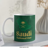 Saudi National Day Mug, Unique KSA Gift, Saudi Arabia Pride Mug, Green and Gold Design, Celebration Mug, Coffee Cup, Tea Mug, Gift Idea - Tawshia