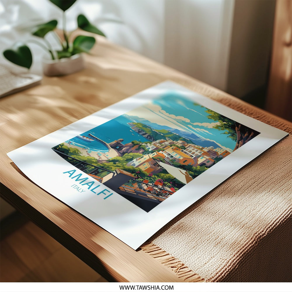 Amalfi Coast Photographic Print, Italy Art, Coastal Landscape, Travel Print, Italy Artwork, Home Decor, Wall Art, Vacation Destination - Tawshia