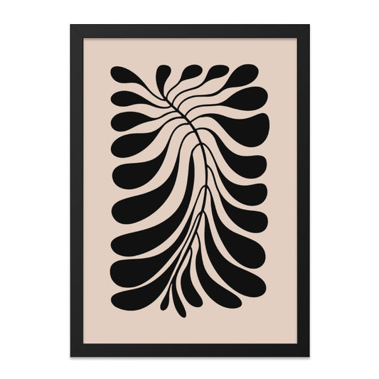Abstract Leaf Wall Art, Minimalist Art Print, Modern Home Decor, Botanical Wall Decor, Black Beige Art, Living Room Art, Art Print - Tawshia