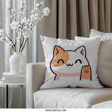 Cute Cat Pillow, Waving Cat Art, Kawaii Pillow, Nursery Decor, Cat Lover Gift, Home Decor Pillow, Throw Pillow, Decorative Pillow - Tawshia