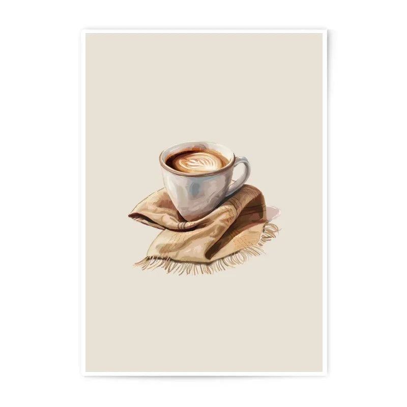 Latte Art Photographic Prints, Coffee Cup Prints, Cozy Home Decor, Kitchen Art Prints, Cafe Wall Art, Coffee Lover Gift - Tawshia