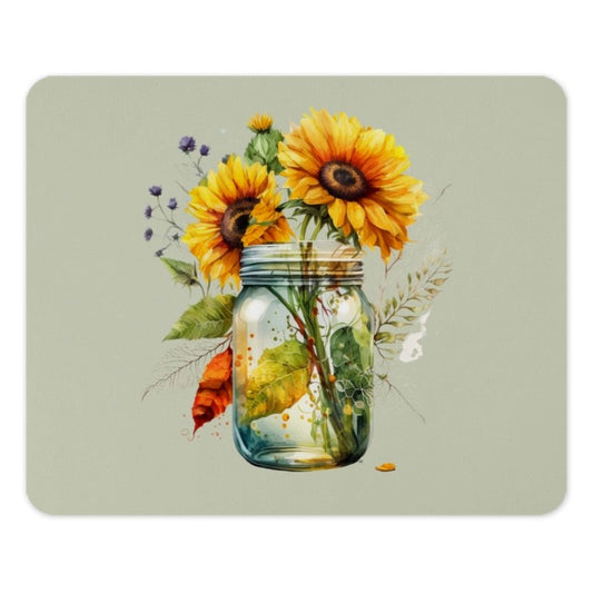 Sunflower MousePad, Floral Mouse Pad, Mason Jar Decor, Watercolor Art, Desk Accessories, Office Decor, Computer Accessories - Tawshia
