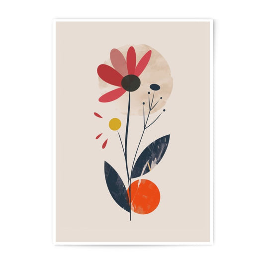 Modern Floral Art Photographic Print, Abstract Flower Poster, Minimalist Home Decor, Geometric Plant Wall Art, Contemporary Botanical Print - Tawshia