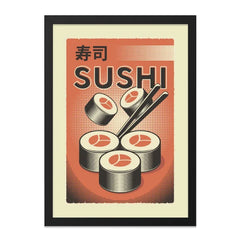Sushi Wall Art, Japanese Food Print, Retro Style Poster, Asian Cuisine Art, Kitchen Decor, Restaurant Wall Decor, Foodie Gift - Tawshia