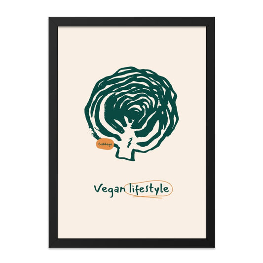 Cabbage Wall Art, Vegan Lifestyle Decor, Kitchen Art Print, Foodie Gift Idea, Modern Farmhouse Art, Vegetable Illustration Poster - Tawshia