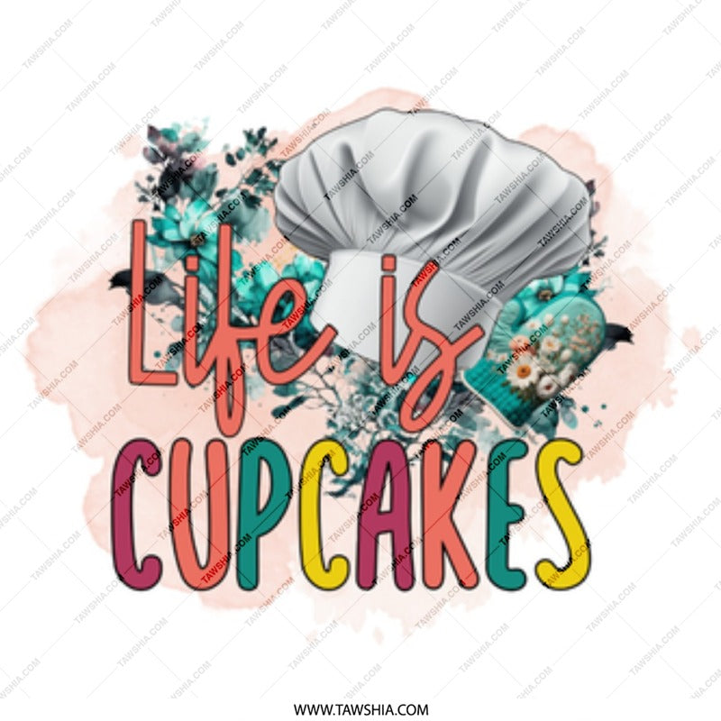 Life Is Cupcakes Mug, Chef Hat Mug, Cupcake Lover Gift, Baker Mug, Cooking Mug, Foodie Gift, Colorful Coffee Mug, Kitchen Decor Mug - Tawshia