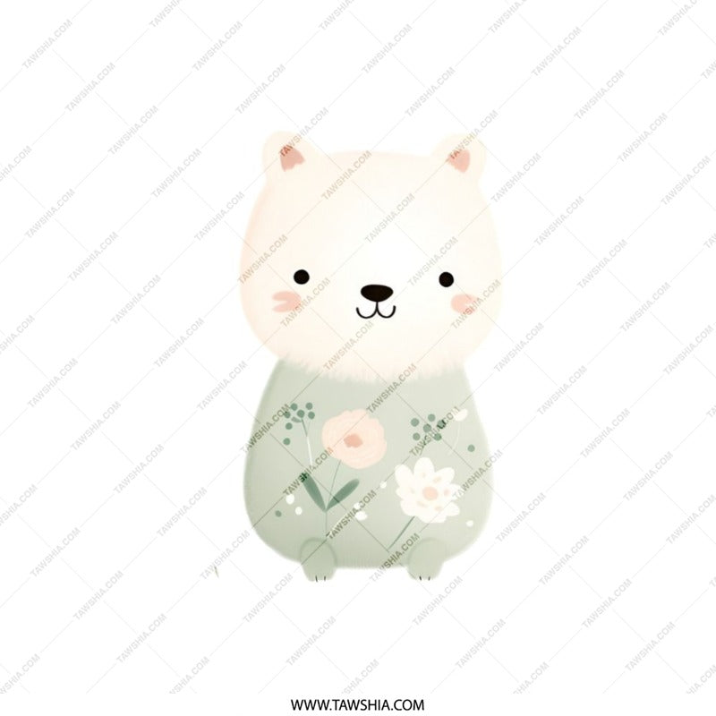 Cute Bear Pillow, Floral Design Pillow, Nursery Decor Pillow, Kids Room Pillow, Decorative Pillow, Gift Idea - Tawshia