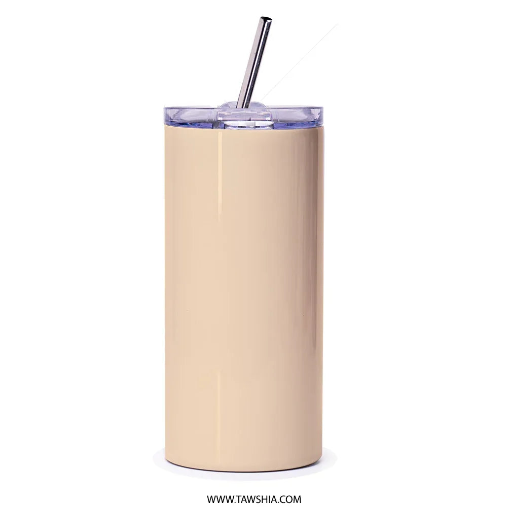 Stylish Beige Tumbler with Straw Durable Drinkware Product