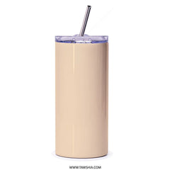 Stylish Beige Tumbler with Straw Durable Drinkware Product