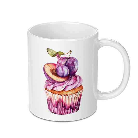 Plum Cupcake Mug, Watercolor Fruit Mug, Pastry Lover Gift, Dessert Mug, Kitchen Decor, Foodie Gift, Baking Mug, Coffee Cup, Tea Mug - Tawshia