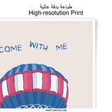 Hot Air Balloon Photographic Print, Nursery Art Print, Travel Inspiration Print, Blue Pink Wall Decor, Sky Art, Dream Big, Adventure Print - Tawshia