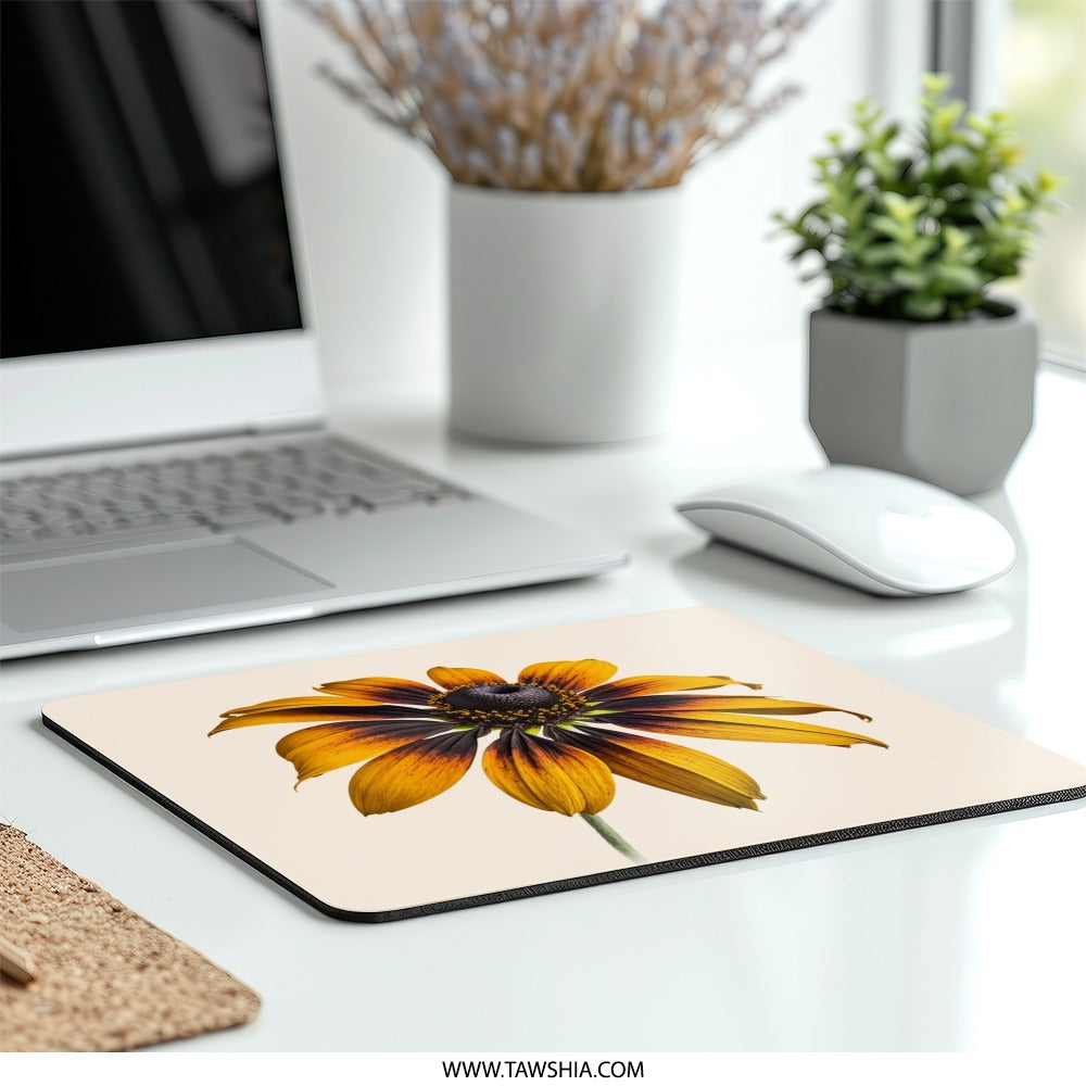 Black Eyed Susan Mouse Pad, Floral Mousepad, Flower Mouse Pad, Botanical Desk Decor, Home Office, Nature Lover Gift, Floral Office Decor - Tawshia