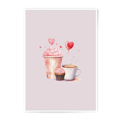 Watercolor Cupcake, Coffee Photographic Prints, Heart Balloons, Sweet Treats, Valentine's Day Decor, Kitchen Wall Art, Bakery Print - Tawshia