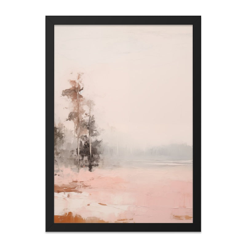 Abstract Landscape Wall Art, Pink Lake Painting, Minimalist Nature Print, Contemporary Home Decor, Modern Artwork, Serene Scenery - Tawshia