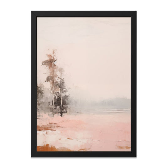 Abstract Landscape Wall Art, Pink Lake Painting, Minimalist Nature Print, Contemporary Home Decor, Modern Artwork, Serene Scenery - Tawshia