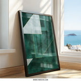 Emerald Geometric Wall Art, Modern Abstract Print, Minimalist Home Decor, Sophisticated Wall Hanging, Contemporary Artwork - Tawshia