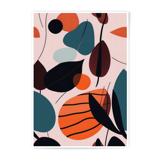 Abstract Leaf Photographic Print, Modern Art Print, Botanical Wall Decor, Minimalist Home Art, Geometric Shapes, Colorful Art - Tawshia