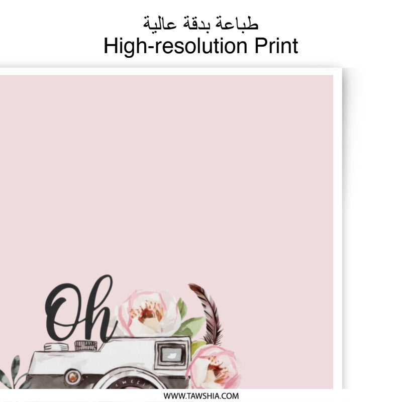 Oh Snap Camera Photographic Prints, Floral Camera Wall Decor, Cute Photography Art, Pastel Pink Home Decor, Photographer Gift - Tawshia