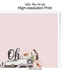 Oh Snap Camera Photographic Prints, Floral Camera Wall Decor, Cute Photography Art, Pastel Pink Home Decor, Photographer Gift - Tawshia