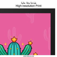 Cactus Framed Wall Art, Pink Home Decor, Southwest Art Print, Desert Plant Artwork, Modern Wall Hanging, Botanical Illustration, Fun Art - Tawshia