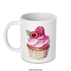 Watercolor Raspberry Cupcake Mug, Sweet Treat Coffee Mug, Dessert Lover Gift Idea, Cute Baking Gift, Foodie Mug, Unique Kitchen Decor - Tawshia