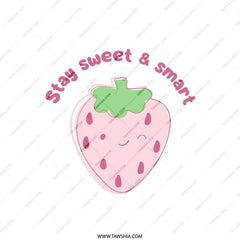 Strawberry Pillow, Cute Pillow, Kawaii Pillow, Kids Room Decor, Playroom Pillow, Stay Sweet and Smart, Fruit Pillow, Nursery Pillow - Tawshia
