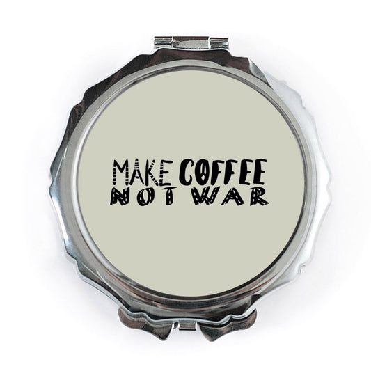 Make Coffee Not War Pocket Mirror, Funny Quote Gift, Inspirational Pocket Mirror, Unique Compact Mirror, Positive Message Mirror - Tawshia