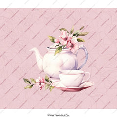 Tea Party BackPack, Floral BackPack, Cherry Blossom BackPack, Teapot and Cup BackPack, School BackPack, Travel BackPack - Tawshia