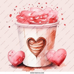 Watercolor Latte Pinback Button, Heart Coffee Button, Valentine Pin Badge, Cute Coffee Lover Gift, Kawaii Button, Trendy Aesthetic Pins - Tawshia