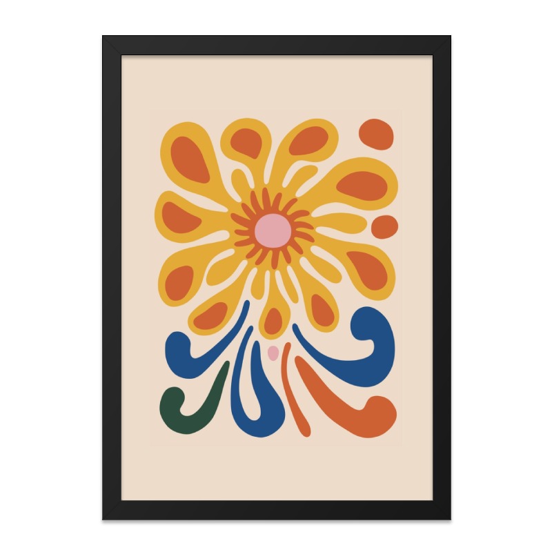 Mid Century Modern Wall Art, Abstract Floral Art Print, Retro Flower Wall Decor, Boho Home Decor, 70s Style Artwork - Tawshia