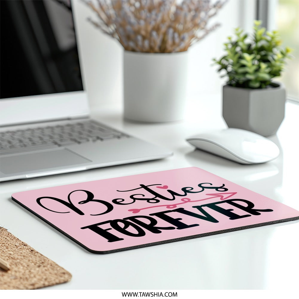 Besties Forever Mouse Pad, Friendship Gift, Best Friend Gift, Cute Mousepad, Gift for Her, Pink Desk Decor, Girl Best Friend Present - Tawshia