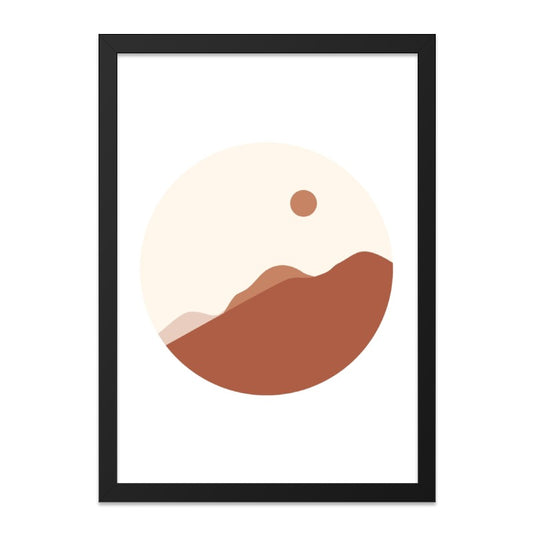 Minimalist Mountain Wall Art, Abstract Landscape Print, Boho Home Decor, Geometric Sun Art, Neutral Color Art, Modern Printable Art - Tawshia