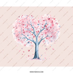 Heart Tree Mouse Pad, Love Tree Art, Pink Heart Decor, Valentines Gift, Romantic Mousepad, Cute Desk Accessory, Tree of Hearts - Tawshia