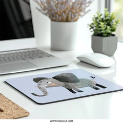 Cute Elephant Mouse Pad, Animal Lover Gift, Desk Decor, Cartoon Elephant Art, Kid's Room Decor, Unique Mousepad, Office Accessories - Tawshia